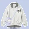 Conjunto de dos piezas para niñas de primavera y otoño: Top de manga larga con cuello de cuadros combinado con jeans casuales versátiles con estampado de estrellas