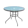 Mesa Redonda de Vidro Temperado com Padrão de Água para Exterior Móveis Modernos Minimalistas Doméstico Impermeável Mesa e Cadeira para Pátio Varanda Lazer Atacado