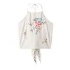 Ropa de Mujer Transfronteriza Z Nueva Moda Otoño Sexy Top Chaleco de Cuello Halter Bordado de Flores 1023207
