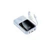 Power bank mini de carregamento rápido destacável com cabo duplo integrado, power bank portátil com display digital, ultrafino e portátil para uso externo