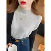 Suéter básico de cuello semi-alto para mujer para otoño e invierno, tejido de punto nuevo estilo 2026, top de manga larga para primavera y otoño