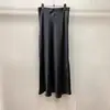 Ácido Acético Color Dorado Satín Moda Retro Elegante Versátil Falda Ajustada Falda Larga Negra para Mujer con Cintura Suelta
