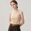 Camisola de punto de cachemira francesa de cuello plano de un solo hombro para mujer, crop top, tirantes finos, corte ajustado, ropa interior, camiseta sin mangas de base de lana