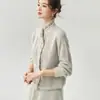 75% Caxemira 25% Seda de Amora Outono/Inverno Novo Feminino Gola Alta Renda Punhos Largos Crochê Cardigan Camada Base