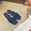 Sandalias Planas de Verano para Mujer Vela Corea del Sur Estilo Ins Cuadradas con Clip en la Puntera Estilo Francés Suela Suave Sandalias de Playa