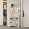 Zapatero multicapa simple con armario de almacenamiento integrado para entrada de casa y dormitorio, perchero de pie multifuncional y soporte para zapatos y sombreros