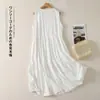 Vestido blanco sin mangas estilo barroco artístico, apto para la piel, vestido suelto de línea A, vestido blanco de vacaciones luna de miel, verano
