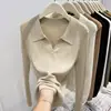 Estilo Old Money Camiseta de Manga Larga con Cuello Polo Capa Base para Mujer Otoño/Invierno 2026 Nuevo Suéter Suave y Acogedor Top de Abrigo Moderno