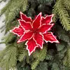 Flores de Natal Artificiais Novo Estilo Enfeites Pendurados Decorativos Feitos à Mão DIY, Suprimentos de Ambiente, Arranjos de Flores de Tecido Veludo, Decorações com Lantejoulas