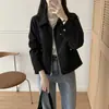 Chaqueta Corta de Ante Estilo Motero con Solapas de Manga Larga para Mujer, Nueva Colección Primavera-Otoño 2026, Estilo Coreano Chic