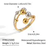 Combinação de Cores Dourado e Prata Design Personalizado de Anel Aberto Dupla Camada Nicho Joia de Mão Não Desbota Joias de Aço Titânio À Prova d'Água