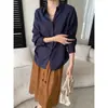 SINAN Outono Novo Tencel Lyocell Old Money Casual Simples Camisa Solta Camada SN9391