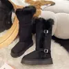 Botas de Neve Femininas Longas até a Coxa de Inverno com Solado Grosso, Aumentadoras de Altura, Forradas com Veludo Quente, Botas de Pelo de Cano Médio, Sapatos de Algodão Antiderrapantes, Emagrecedoras, Tamanho Plus
