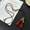 Cadena de Cintura de Madera con Cuentas de Elefante Estilo Dong Jie, Diseño de Nicho, Cadena Larga Tejida a la Moda para Suéter