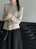 Lushi Estilo Coreano Media Cuello Alto Lunares Elegante Tejido Ropa de Punto Invierno Nueva Colección Chic Top Interior con Forma de Oreja Ss952