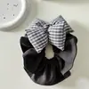 Scrunchie de Laço Xadrez Estilo Coreano para Mulheres, Acessório de Cabelo de Tecido Estilo Preguiçoso de Alta Qualidade, Elástico de Cabelo, Acessório de Cabeça para Inverno