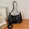 Bolso de Mano de Alta Gama con Textura, Estilo Europeo y Americano de Nicho para Mujer, Bolso Cruzado Vintage Acolchado con Cadena, Bolso Hobo de Hombro Único, Moderno y Elegante