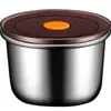 Recipiente hermético de acero inoxidable para refrigerador con tapa, caja redonda para embalaje de ingredientes, caja para picnic, caja para almacenamiento de frutas, lonchera