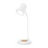 Lámpara de Escritorio Simple Transfronteriza para Comercio Exterior Altavoz Bluetooth de Oficina Roble Mate Carga Inalámbrica 15W Tubo Flexible Iluminación de Tres Colores
