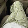 Pantalones Largos de Algodón Nube de Verano Estilo Delgado Talla Grande 100 kg Casual Sueltos Perezosos Cintura Alta Pierna Ancha Pantalones para Caminar Pijama