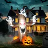 Árbol inflable de fantasma de Halloween personalizado por el fabricante, modelo de aire de calabaza fantasma con luces LED para decoración de jardín exterior y fiesta en el césped