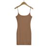 Vestido corto estilo francés con falda sexy y cuello halter de un solo hombro para chica sexy y sensual de primavera 2025