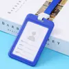 Kunzhen juego de tarjetero para permiso de trabajo transparente de doble cara, tarjetero para certificado, insignia, tarjeta escolar, tarjetero para tarjeta de autobús, cordón para estudiante y empleado