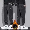Pantalones casuales de otoño e invierno para hombre, forrados de polar, engrosados, holgados, de pierna recta, modernos, versátiles, estilo harén, cropped, con puños, pants deportivos para sudar