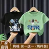 Camiseta Infantil Estampada de Manga Curta 2026 Verão Novo Estilo Estilo Coreano Moda Verão para Meninos Casual Algodão
