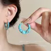 "Langxing Manye" Brincos de Argola Azuis Esmaltados Estilo Coreano, Design Fresco e Único para Primavera e Verão, Brincos Elegantes