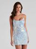 Vestido Curto de Alcinha com Lantejoulas Novo de Verão Europeu e Americano Mais Vendido, Vestido Bodycon Moderno e Sexy