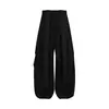 25047 Estilo Retro Americano Unisex de Moda Diseño Desestructurado Plisado Pantalones Casuales para Hombre con Caída Ligeramente Curva