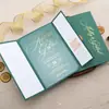 Porta-Cartão Duplo Personalizado com Estampagem Dourada, Convite Estilo Western, Convite de Casamento Acrílico de Nicho de Luxo, Lembrancinha de Festa, Pequeno Presente