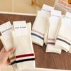 Calcetines blancos de algodón básicos para mujer, estilo preppy HELLO CRAYON, calcetines de punto para todas las estaciones, calcetines de media pantorrilla, estilo ins