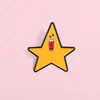 Broche de Estrella Amarilla de Dibujos Animados de Personalidad Creativa Insignia de Accesorio Metálico Linda Divertida de Estrella de Cinco Puntas Transfronteriza Europea y Americana
