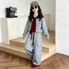 Ropa de Calle para Niñas 2026 Conjunto de Sudadera con Letras y Pantalones Cargo 2026 Otoño Nuevas Llegadas Ropa de Otoño para Niños Muy Bonito