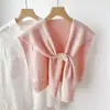 Chal de Color Sólido Dopamina Estilo Coreano para Mujer Primavera Otoño Versátil Moda Nudo Ropa Exterior Chaleco de Punto Cuello Falso Cobertor de Hombro