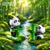Mini Paisagem Fofo Boneco Panda Vermelho Fofo Jardinagem DIY Decoração Acessórios Mini Enfeites de Mesa