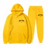 Conjunto de Moletom com Capuz Forrado de Lã Tendência Masculino e Feminino da Amazon, Fashion, Casual, Versátil Pulôver Longo Conjunto de Duas Peças