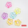 Acrílico Flor de Cinco Folhas Contas Coloridas Feito à Mão Cor Sólida Flor Oca Colar Pulseira Acessórios com Contas Círculo Irregular