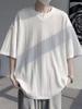 Playera de manga corta de seda de hielo con cuello en V color trigo para hombre, verano, delgada, sencilla, moderna, manga corta, holgada, casual