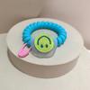 Dongdaemun Coreano Textura Fosca Rosto Sorridente Cordão de Celular Elástico de Cabelo Cor Fluorescente Corda de Cabelo Coque Elástico Alto