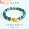 Pulsera de Jade Natural Grado A de Guan Yu con Cuentas Azules de Abaco y Vainas de Loto Joyería Venta al por Mayor en Vivo S5052703