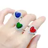 Tiktok Kuaishou Transmisión en Vivo collar con colgante de corazón de océano aretes anillo cristal azul verde rojo joya en forma de corazón traje color