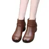 Botines retro de piel suave para mujer, nueva colección otoño/invierno 2026, cómodos y elegantes botines de piel con suela suave y antideslizante, perfectos para mamás