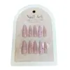 30 Piezas de Uñas Portátiles en la Mano, Piezas de Manicura Pura Lusty de Alta Gama, Uñas Postizas Largas a la Moda y Dulces con Pedrería