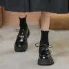 Zapatos Pequeños de Cuero Genuino con Plataforma Interior de Suela Gruesa para Mujer Estilo Británico 2024 Nuevos Mocasines con Cordones Hebilla de Cierre Zapatos Populares
