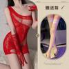 Fragancia para escuchar de noche sexy sexy lencería comercio exterior popular bolsa de princesa cadera malla ajustada body rojo malla transparente