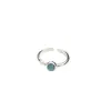 Anillo minimalista de plata pura S925 con aguamarina para mujer, gema azul verdosa en bisel redondo, superficie lisa, anillo abierto versátil