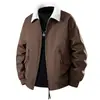 Nova Jaqueta Masculina de Outono e Inverno com Forro de Veludo de Cordeiro Quente Casal Casual Americano Roupa de Trabalho Jaqueta com Lapela Solta e Moderna